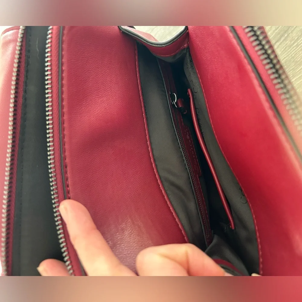 Calvin Klein Red Embossed Backpack - Picture 5 of 8